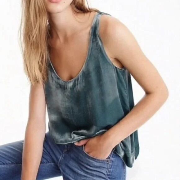 J. CREW Velvet Tank Top in Gentle Sea Women's Size 00 Style J4925 NWT - Picture 2 of 12